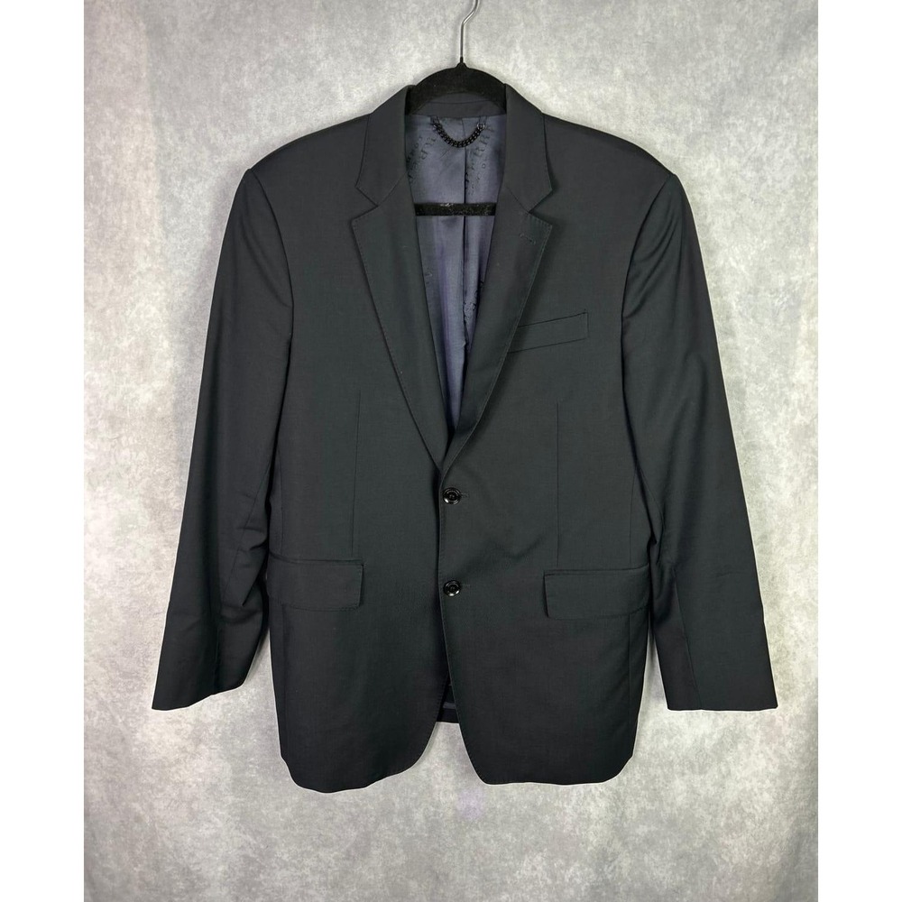 Burberry London Mens Black Wool‎ Blend Two Button Blazer Suit Jacket